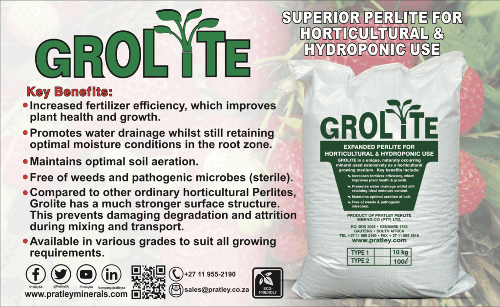 Grolite® Expanded Perlite horticultural growing medium for professional tunnel and shade-net production.