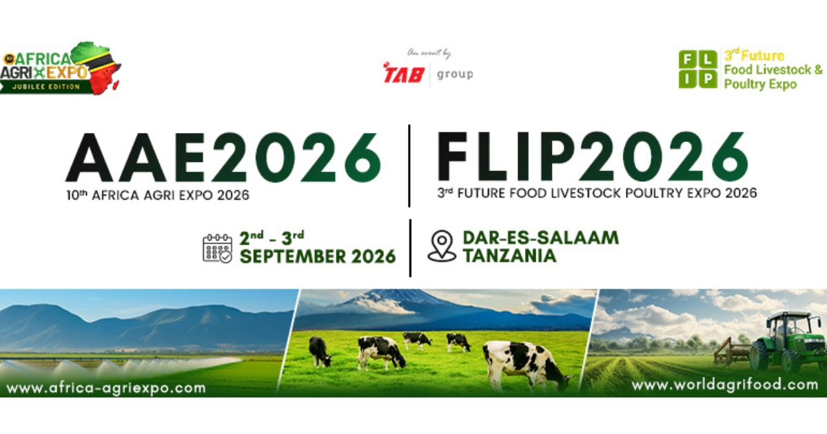 The 10th Africa Agri Expo, co-located with the 3rd Future Food Livestock & Poultry Expo — 2nd & 3rd September 2026, Dar-es-Salaam, Tanzania.